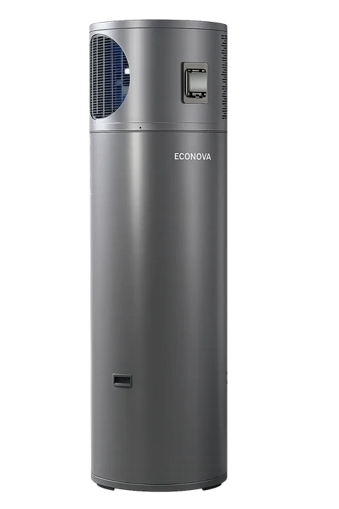 Econova all-in-one heat pump hot water system, tank and heat pump in a single unit