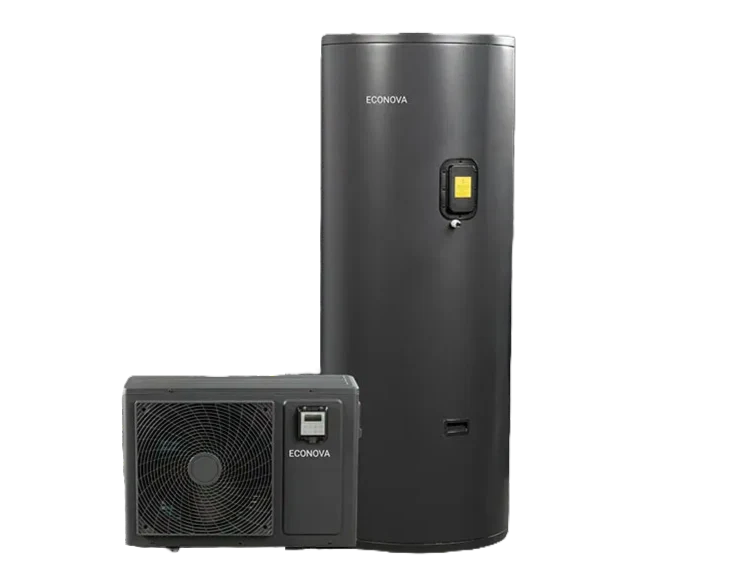 Econova split system heat pump hot water, tank separate from the outdoor compressor