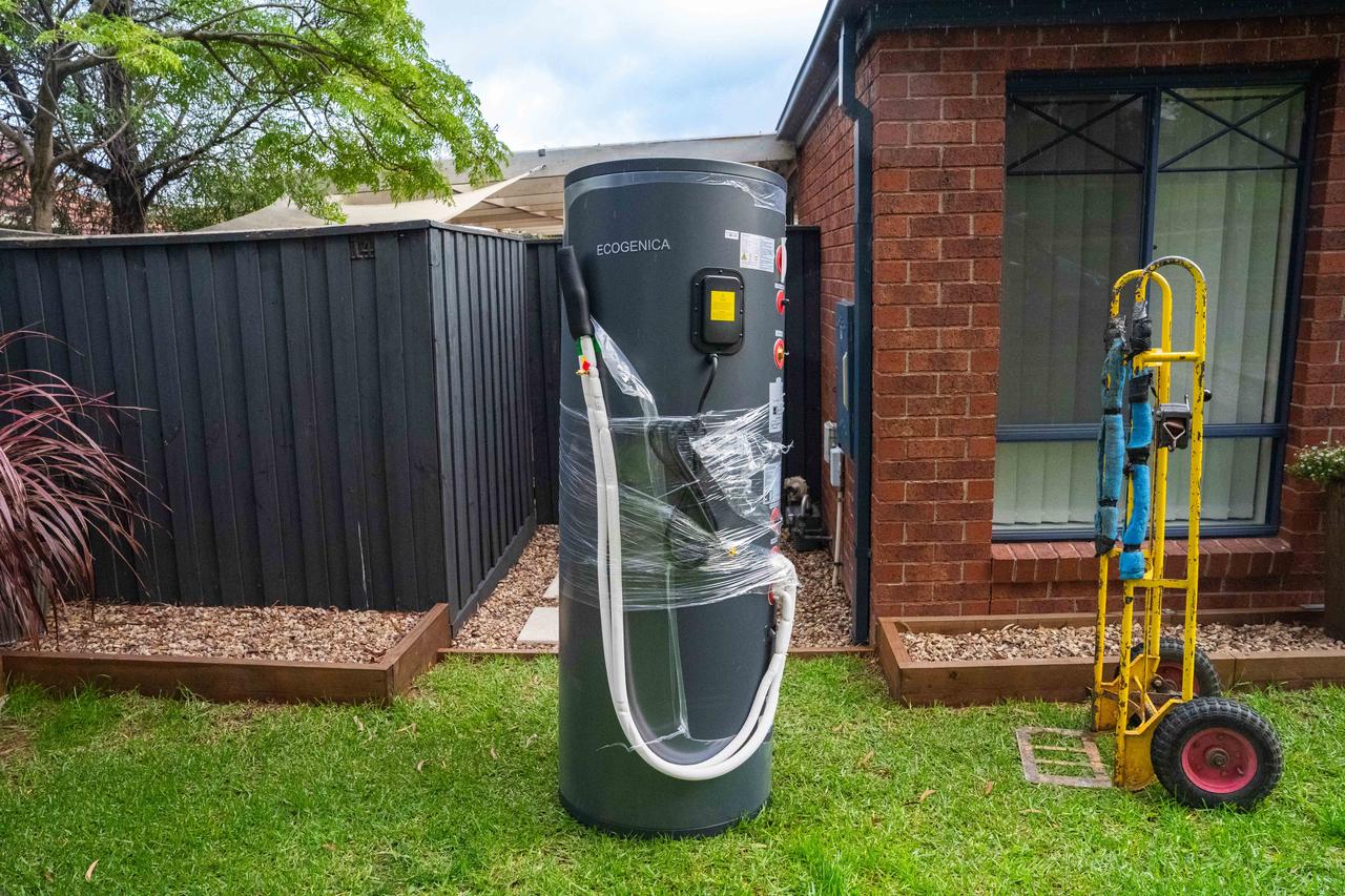 Goldsure heat pump hot water install in progress